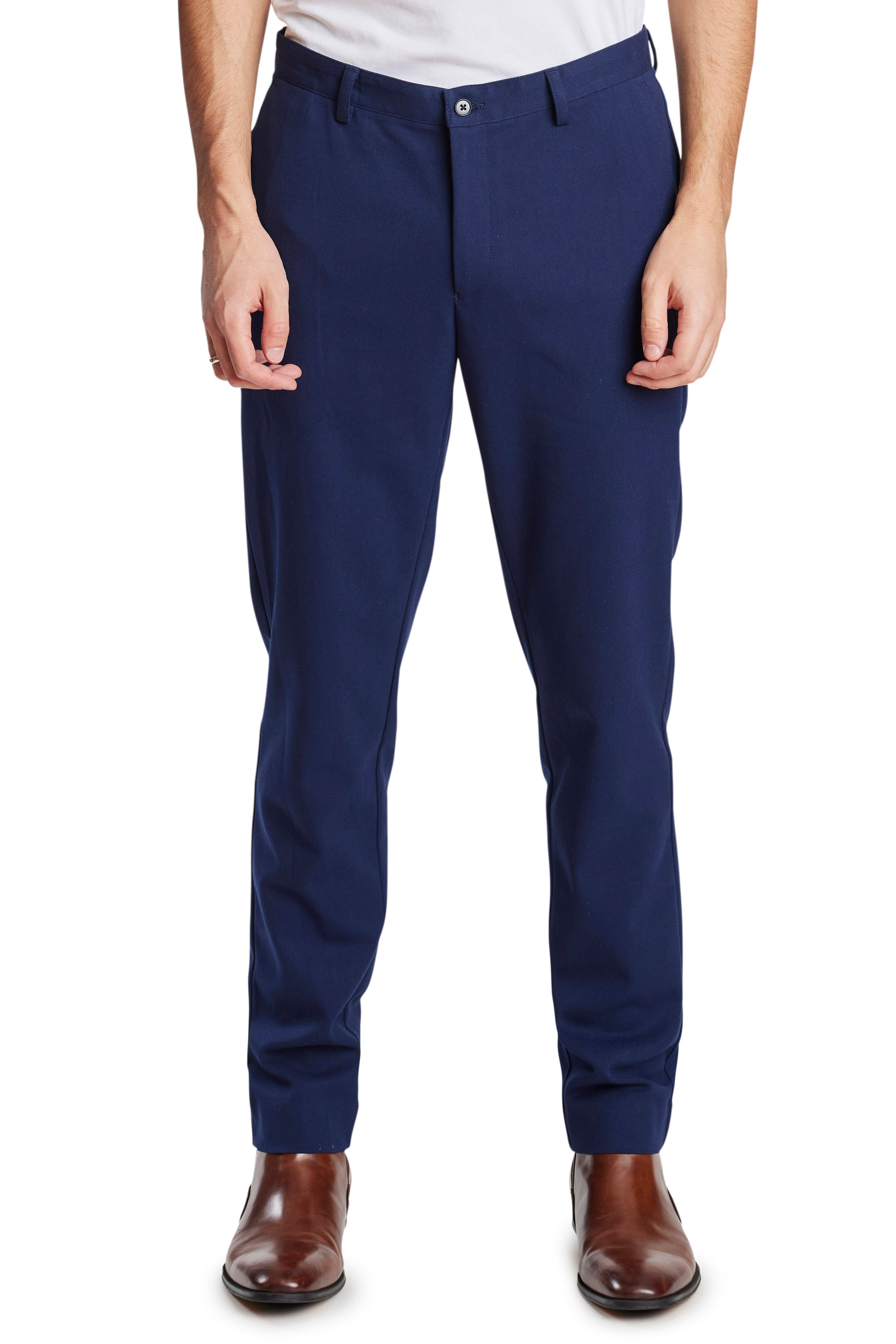 Buy INTUNE Navy Blue Slim Fit Stretch Formal Pants | Shoppers Stop